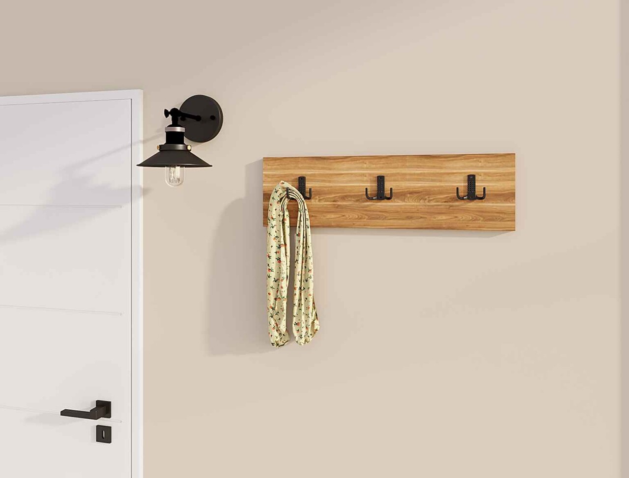 Cuier de perete, Hanah Home, Üçlü, 36x12x1.8 cm, Maro - imagine 4